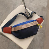 Women's Waist Bag Strip Chest Bag Zipper Pouch