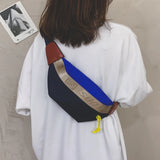 Women's Waist Bag Strip Chest Bag Zipper Pouch