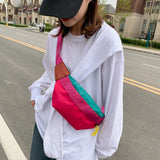 Women's Waist Bag Strip Chest Bag Zipper Pouch