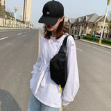 Women's Waist Bag Strip Chest Bag Zipper Pouch