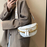 Women's Leather Crossbody Bag Chain Chest Bag Shoulder Fanny Packs