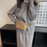 Leather Shoulder Bag Travel Small Chest Bag Women Fanny Pack