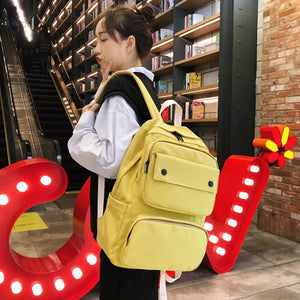 Casual Women Backpack Canvas Shoulder Bag Large Capacity Rucksack School Bag