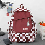 Plaid Girl Rucksack School Backpack Large Capacity Portable Travel for College