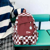 Plaid Girl Rucksack School Backpack Large Capacity Portable Travel for College