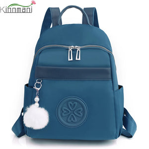 Casual Women Backpack Purse Anti-theft Oxford Rucksack Mochila Hairball Tassel