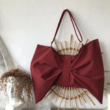 Casual Women Canvas Shoulder Bags Large Capacity Ladies Bowknot Crossbody Bags