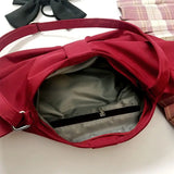 Casual Women Canvas Shoulder Bags Large Capacity Ladies Bowknot Crossbody Bags