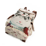 Casual Women Eiffel Tower School Bag Female Canvas School Backpack