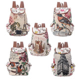 Casual Women Eiffel Tower School Bag Female Canvas School Backpack