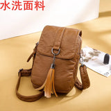Casual Women Phone Bag Purses Leather Tassel Shoulder Bag