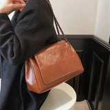 Women Pu Leather Shoulder Bag Chain Crossbody Large Capacity Tote Messenger Bag