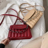 Women Chain Shoulder Crossbody Bags PU Leather Messenger Bag
