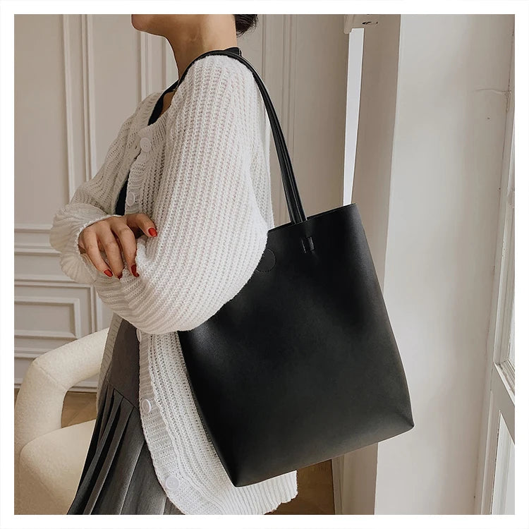Casual PU Leather Women Shoulder Bag Tote Handbag