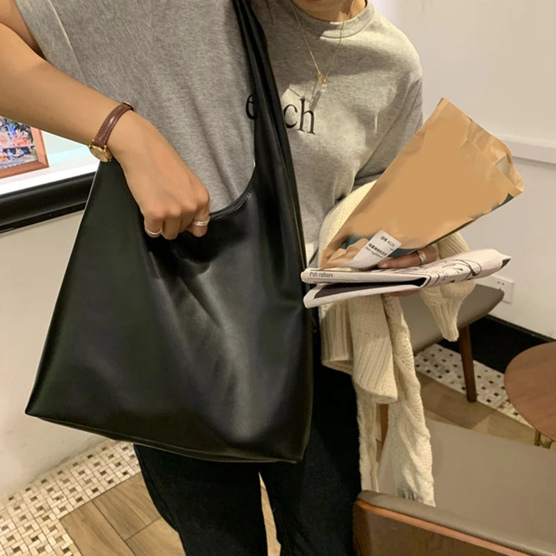 Women Shoulder Bag PU Leather Tote Handbag Winter Shopping Bags