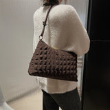 Casual Women Shoulder Bag Winter Shopping Totes Solid Canvas Crossbody Shoulder