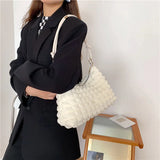 Casual Women Shoulder Bag Winter Shopping Totes Solid Canvas Crossbody Shoulder