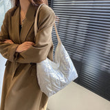 Casual Women Shoulder Bags Winter Nylon Quilted Handbags Large Capacity Totes