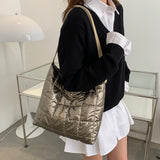 Casual Women Shoulder Bags Winter Nylon Quilted Handbags Large Capacity Totes