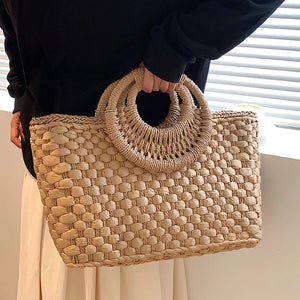 Women Straw Handbag Large Capacity Beach Tote Bag
