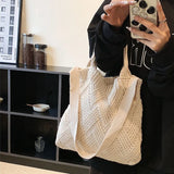Casual Women Woven Tread Knitted Shoulder Bags Female Bolsas Handbag