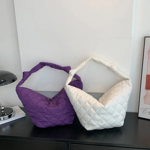 Casual Women's Bags Cotton Padded Nylon Handbags Solid Ladies Shoulder Bags