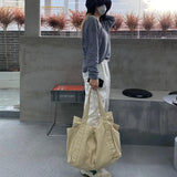 Casual Canvas Shoulder Bag Solid Large Capacity Shopping Handbag