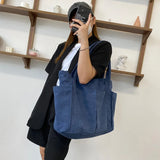 Casual Canvas Shoulder Bag Solid Large Capacity Shopping Handbag