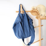 Casual Women's Denim Bag Female Solid High Canvas Shoulder Bag