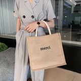 Women's Linen Letter Handbags Large Capacity Tote