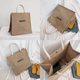 Women's Linen Letter Handbags Large Capacity Tote