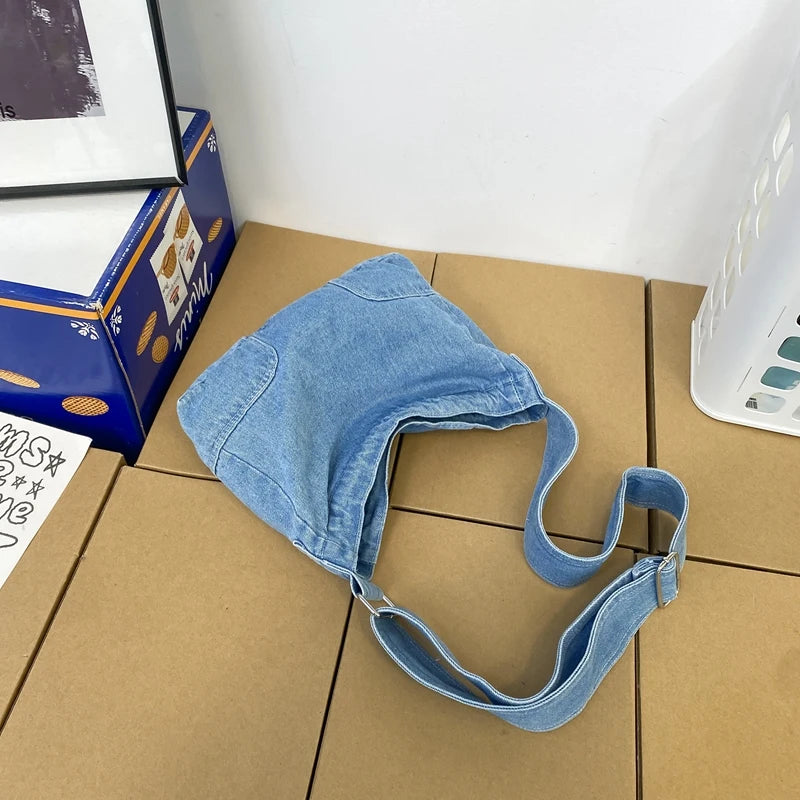 Casual Denim Shoulder Bag for Women Girls