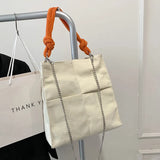 Retro Patchwork Canvas Tote Bag for Women