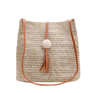 Casual One-shoulder Straw Bag Wild Bucket Bag Female Weave Handbag
