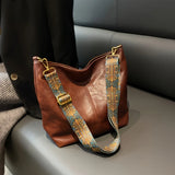 Retro Style Zipper Shoulder Bag, Large Capacity Crossbody Bag