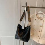 Retro Style Zipper Shoulder Bag, Large Capacity Crossbody Bag
