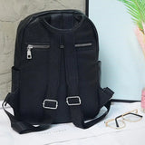 Casual PU Leather Backpack Large Capacity Dual Zipper Student Bag