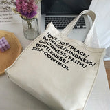 Canvas Shoulder Bag Large Capacity Tote Bag Handbag Letter Printing