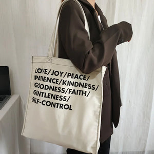Canvas Shoulder Bag Large Capacity Tote Bag Handbag Letter Printing