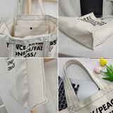 Canvas Shoulder Bag Large Capacity Tote Bag Handbag Letter Printing