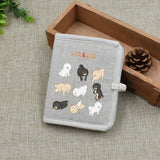 Cartoon Pet Print Wallet Cat and Dog Linen Japanese Purse Lady Short Wallets