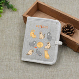 Cartoon Pet Print Wallet Cat and Dog Linen Japanese Purse Lady Short Wallets