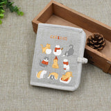 Cartoon Pet Print Wallet Cat and Dog Linen Japanese Purse Lady Short Wallets