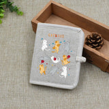 Cartoon Pet Print Wallet Cat and Dog Linen Japanese Purse Lady Short Wallets