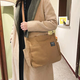 Retro Canvas Shoulder Bag Japanese Messenger Large Capacity Multi-Pocket Handbag