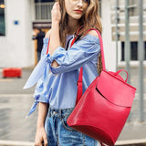 Casual PU Leather Women's Backpack Large Capacity School Bag