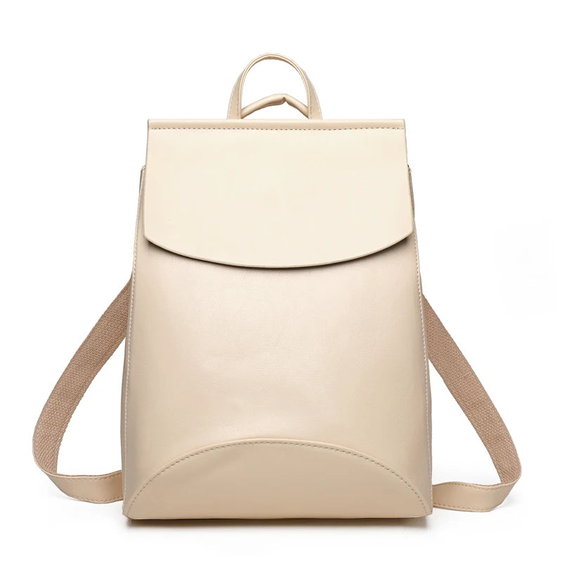 Casual PU Leather Women's Backpack Large Capacity School Bag