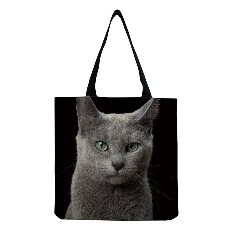 Cat & Dog Eco-Friendly Shopper Bag Travel Animal Women Shoulder Tote Bag