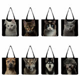 Cat & Dog Eco-Friendly Shopper Bag Travel Animal Women Shoulder Tote Bag