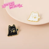 Cat Boo Enamel Pins Halloween Ghost Gothic Brooches Lapel Badges for Bag Clothes